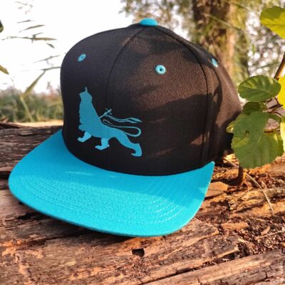 Klasyczna czapka Snapback - Lion of Judah - czarno niebieska