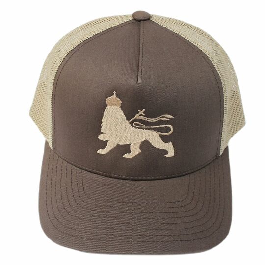 Lion of Judah Classic Trucker Cap - Brown and Beige