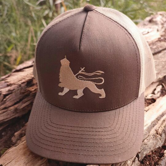 Lion of Judah Classic Trucker Cap - Brown and Beige