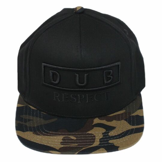 Czapka Snapback Dub Respect, czarna z kamuflażem woodland