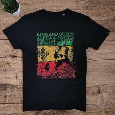 King Alpha & Queen Omega, Ras Tafari & Menen Asfaw t-shirt in black