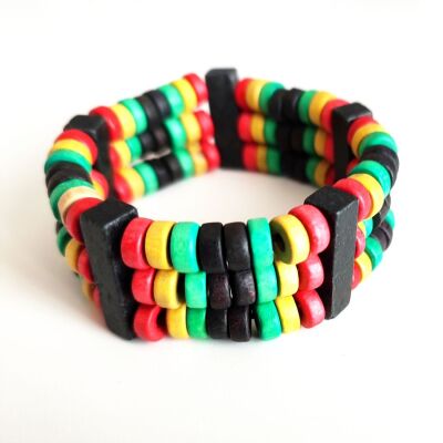  Triple bracelet Rasta + Black