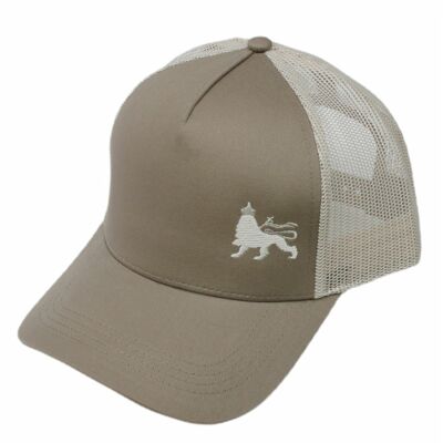 Conquering Lion Classic Trucker Cap - Khaki and Ecrui