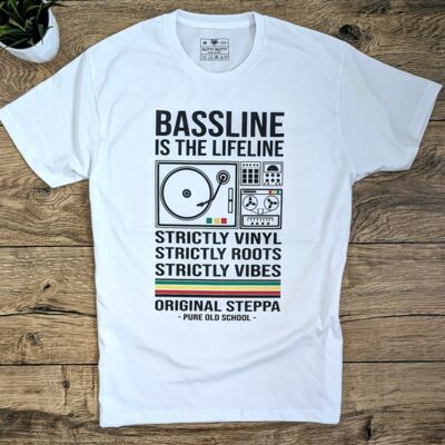 Bassline is the Lifeline T-Shirt | Strictly Vinyl, Strictly Roots, Strictly Vibes | Original Steppa Pure Old School