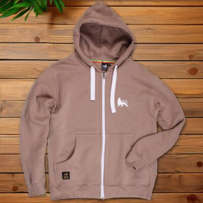 DubLion unisex Zip Hoodie |  beige / brown bark color