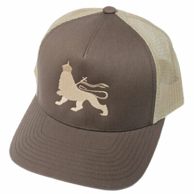 Lion of Judah Classic Trucker Cap - Brown and Beige